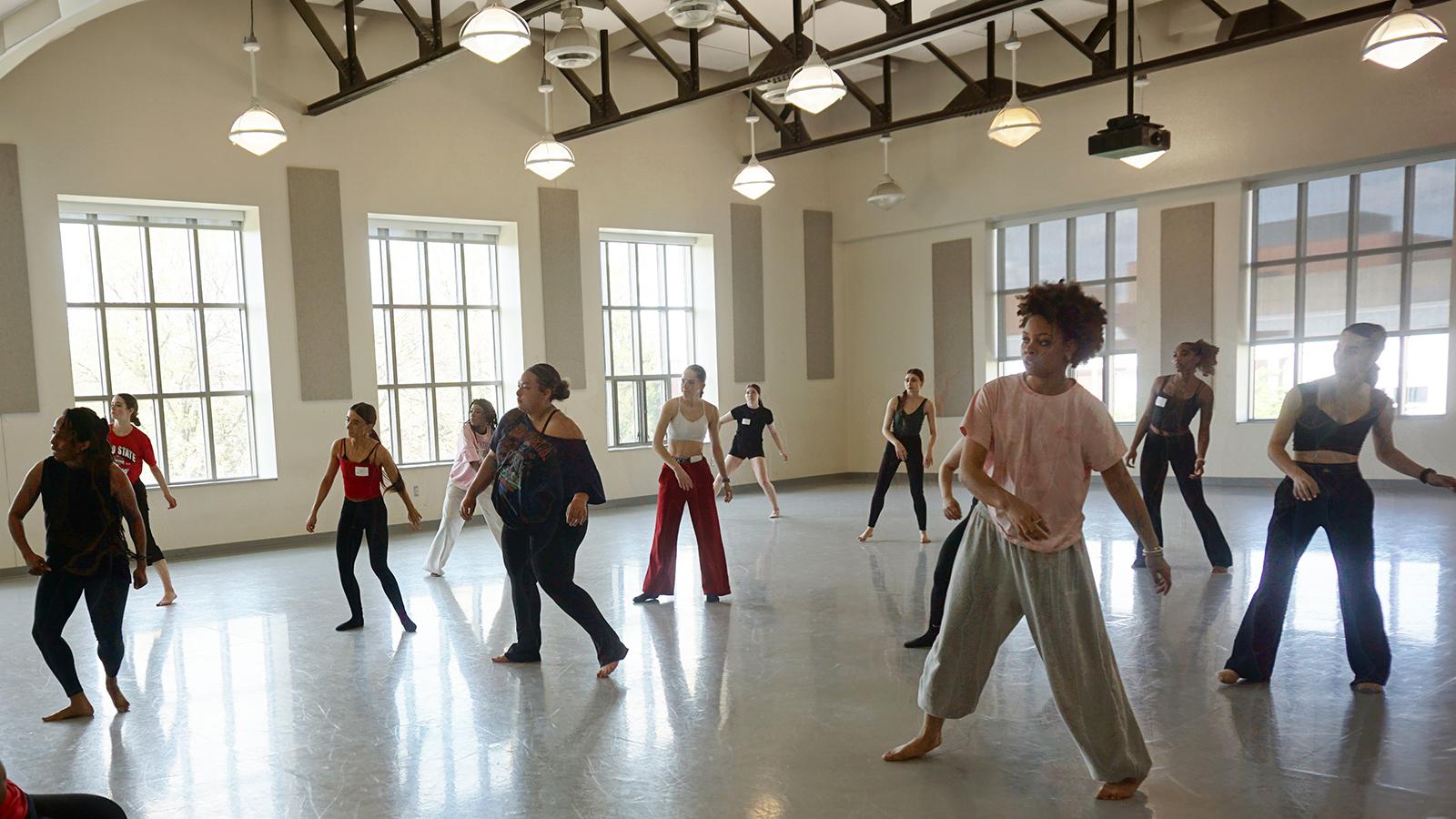 Dancers rehearsing in a studio