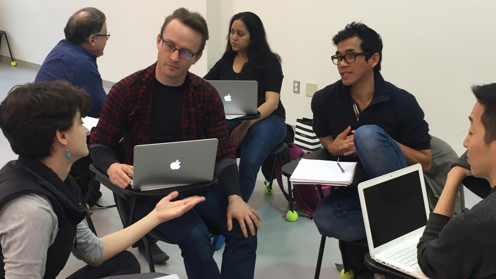 Dance graduate students working together in Pedagogy Seminar.