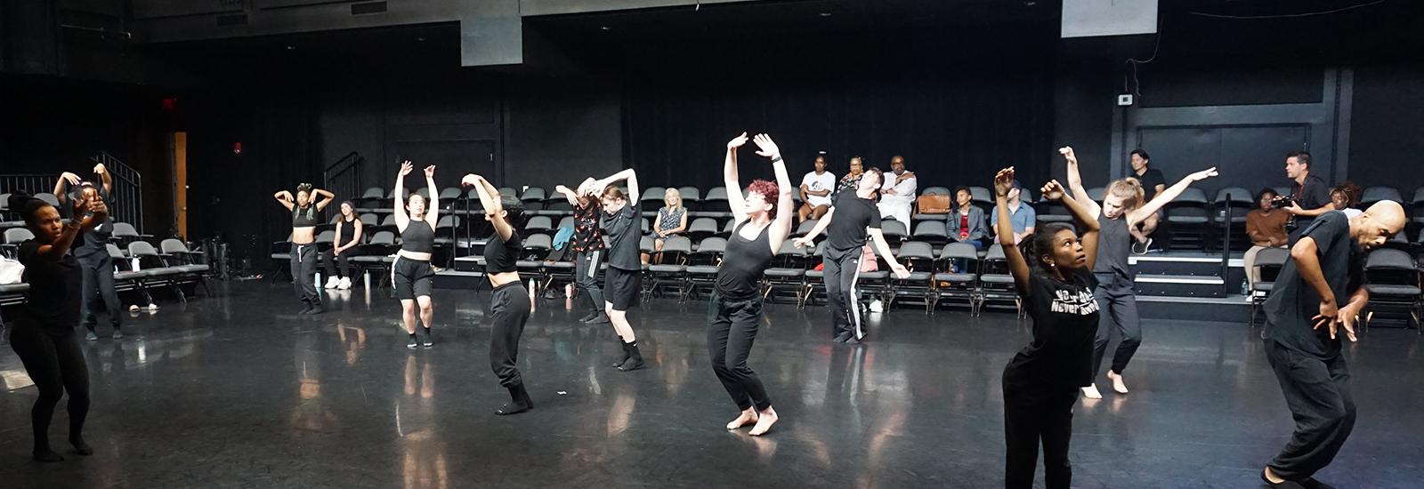 Dancers moving on a stage