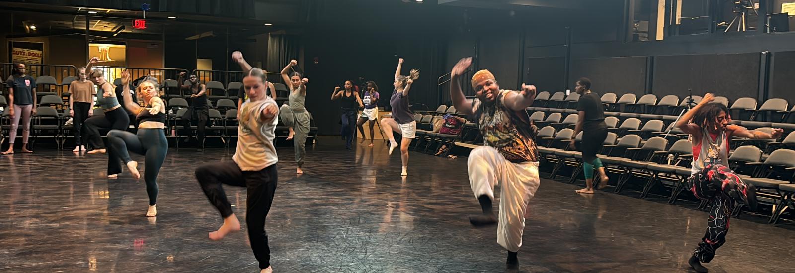 Dancers rehearsing in a studio