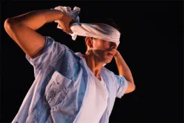 person wearing a blindfold